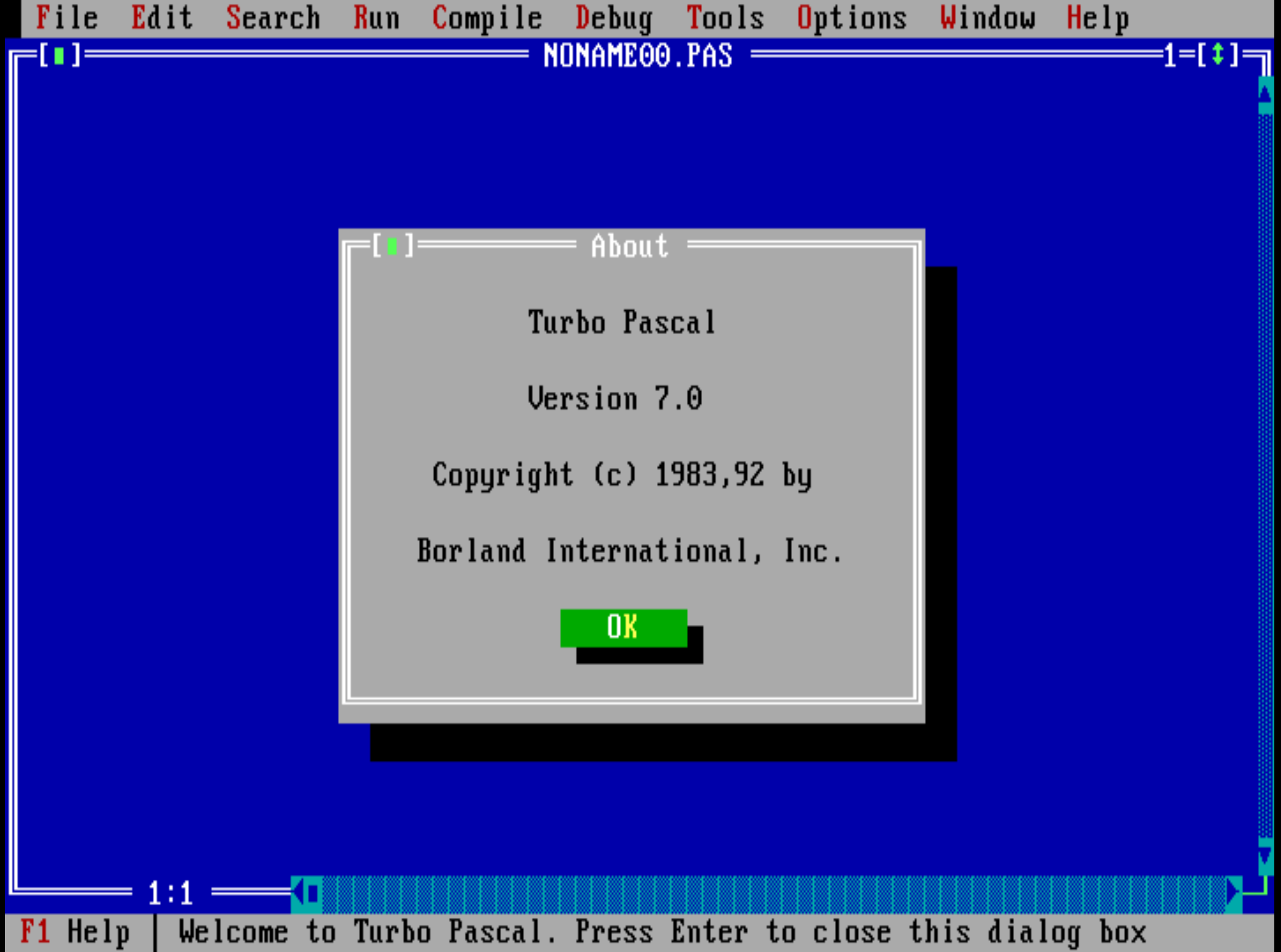 Turbo Pascal 7.0 - About